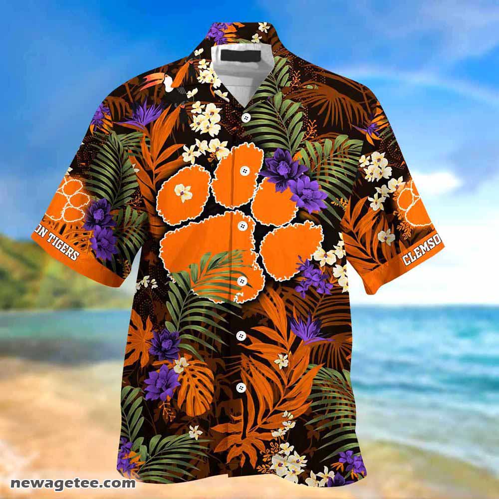 Clemson Tigers Summer Beach Hawaiian Shirt With Tropical Patterns