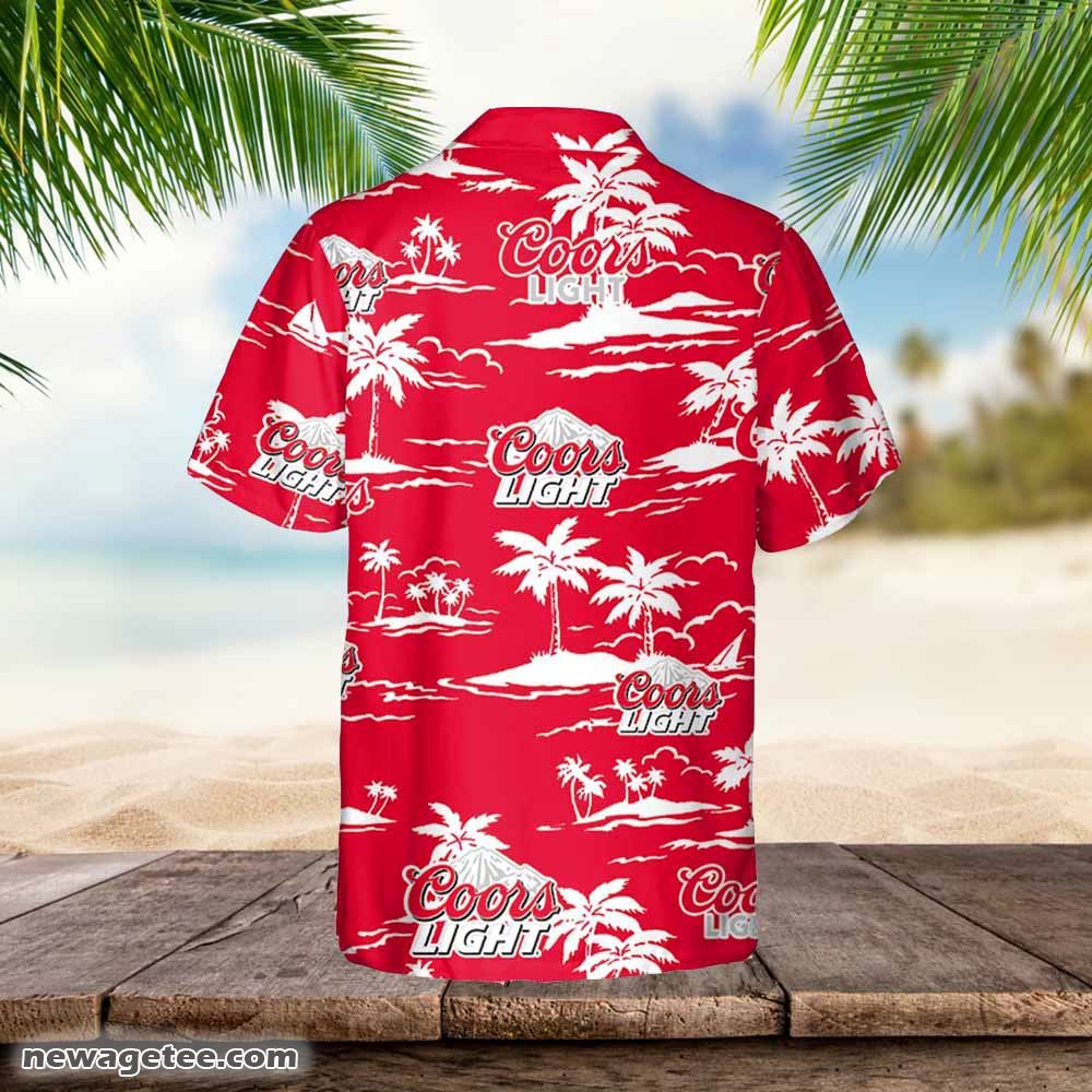 Coors Light Hawaiian Button Up Shirt Island Palm Leaves Shirt