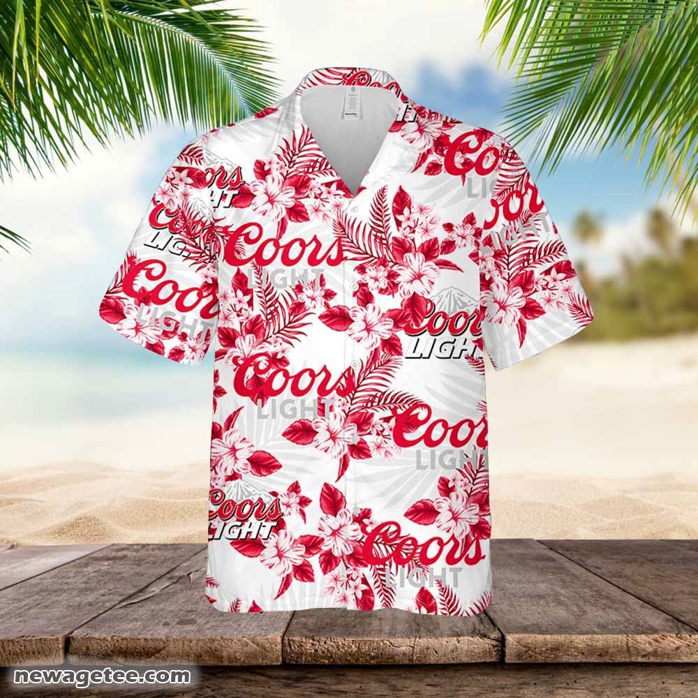 Coors Light Hawaiian Button Up Shirt Sea Island Pattern