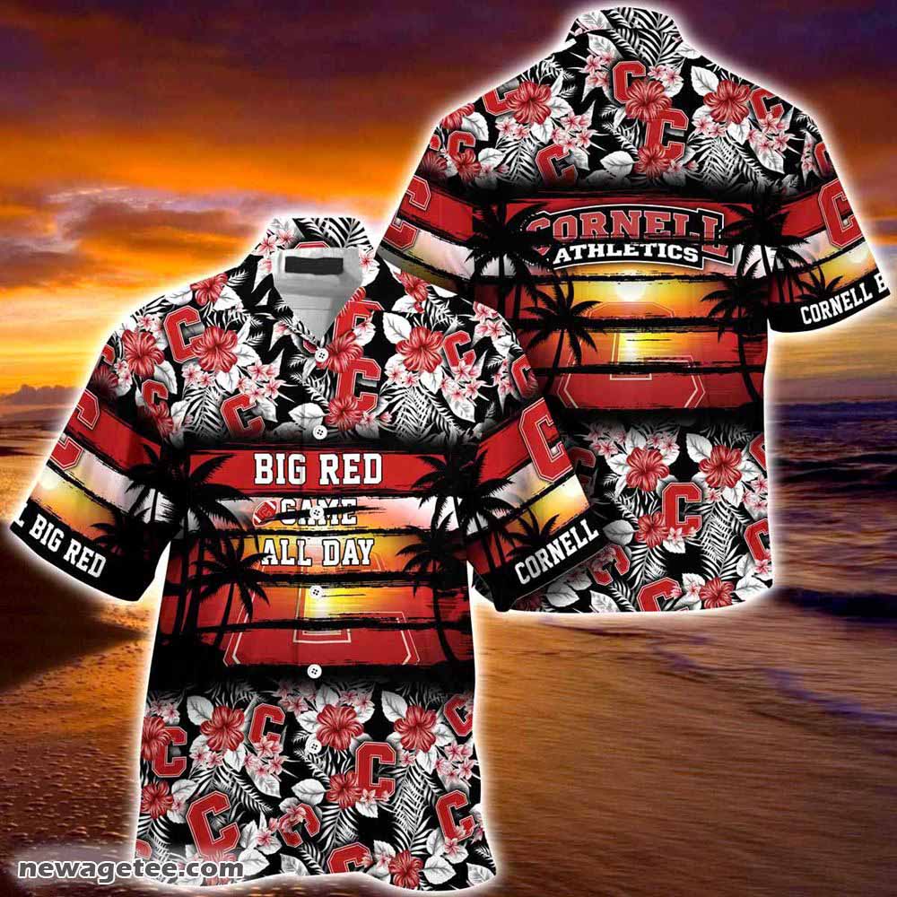 Cornell Big Red Summer Beach Hawaiian Shirt Stress Blessed Obsessed