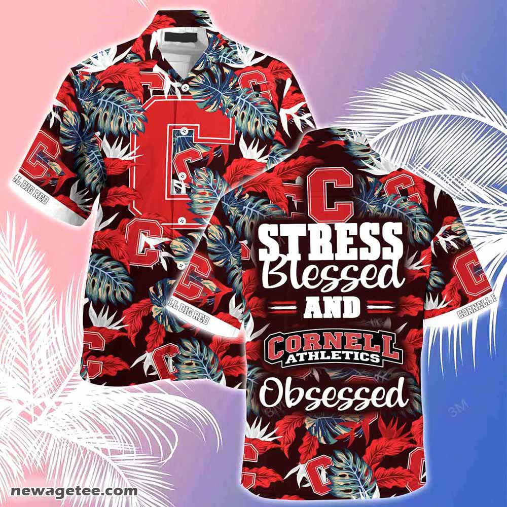 Cornell Big Red Summer Beach Hawaiian Shirt Hibiscus Pattern For Sports Fan