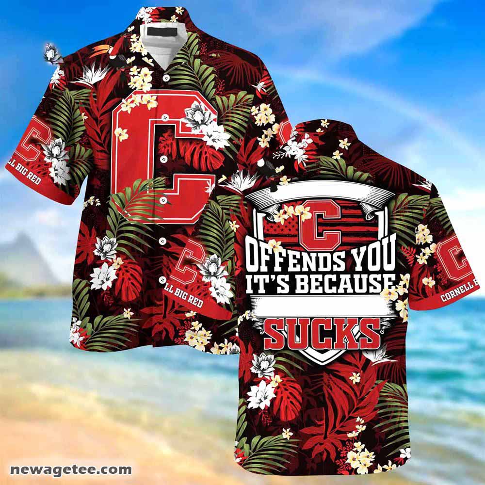 Cornell Big Red Summer Beach Hawaiian Shirt Stress Blessed Obsessed