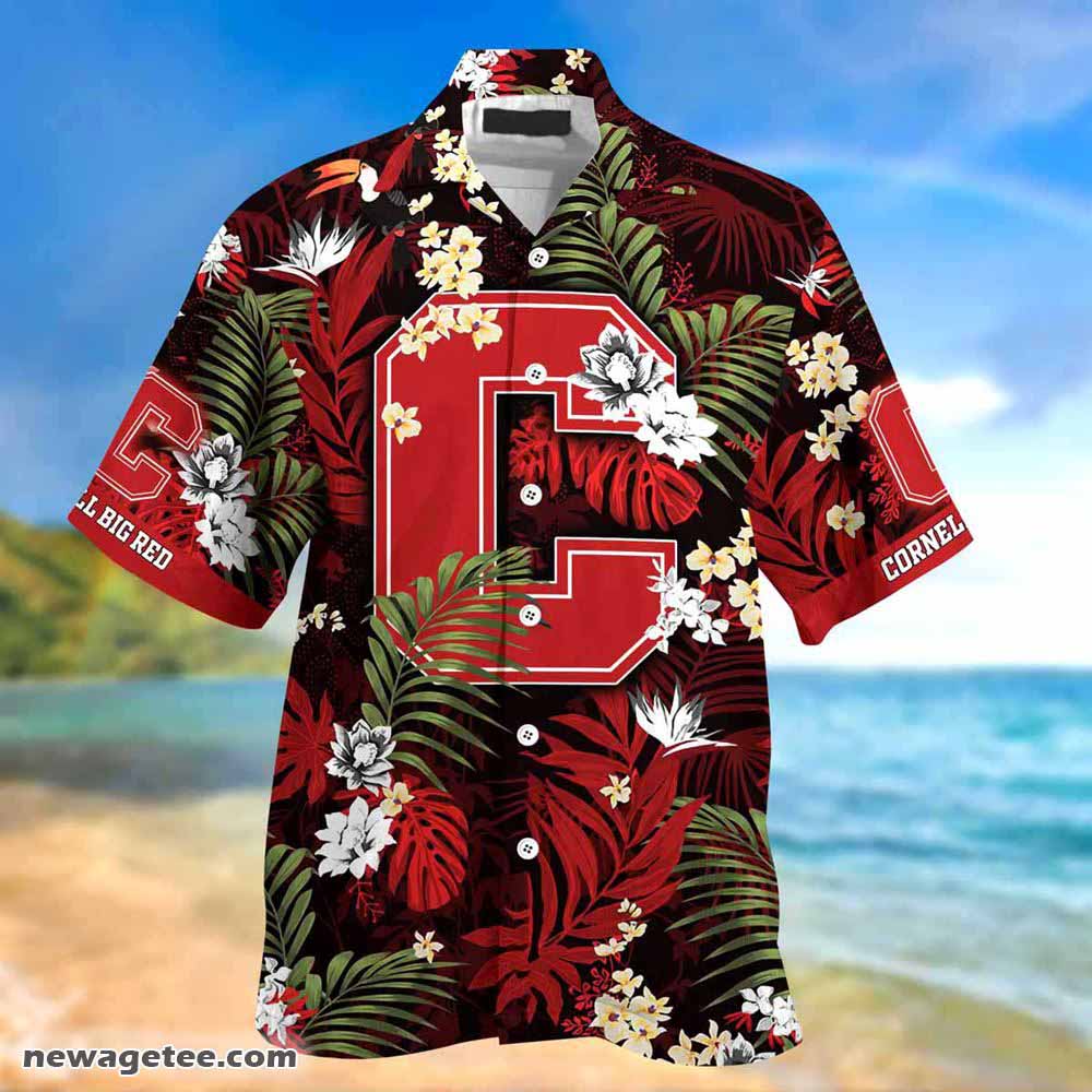 Cornell Big Red Summer Beach Hawaiian Shirt With Tropical Patterns