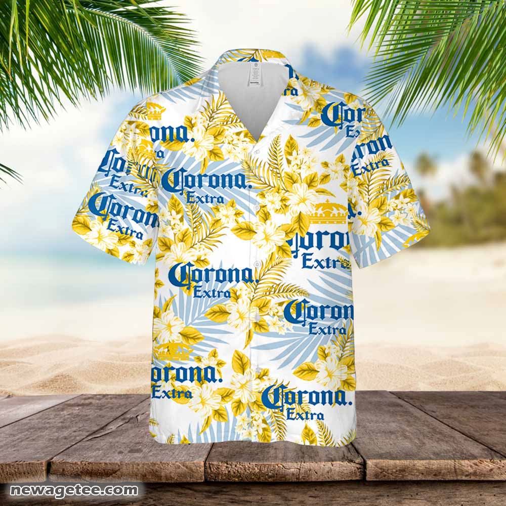 Corona Hawaiian Button Up Shirt Hibiscus Floral