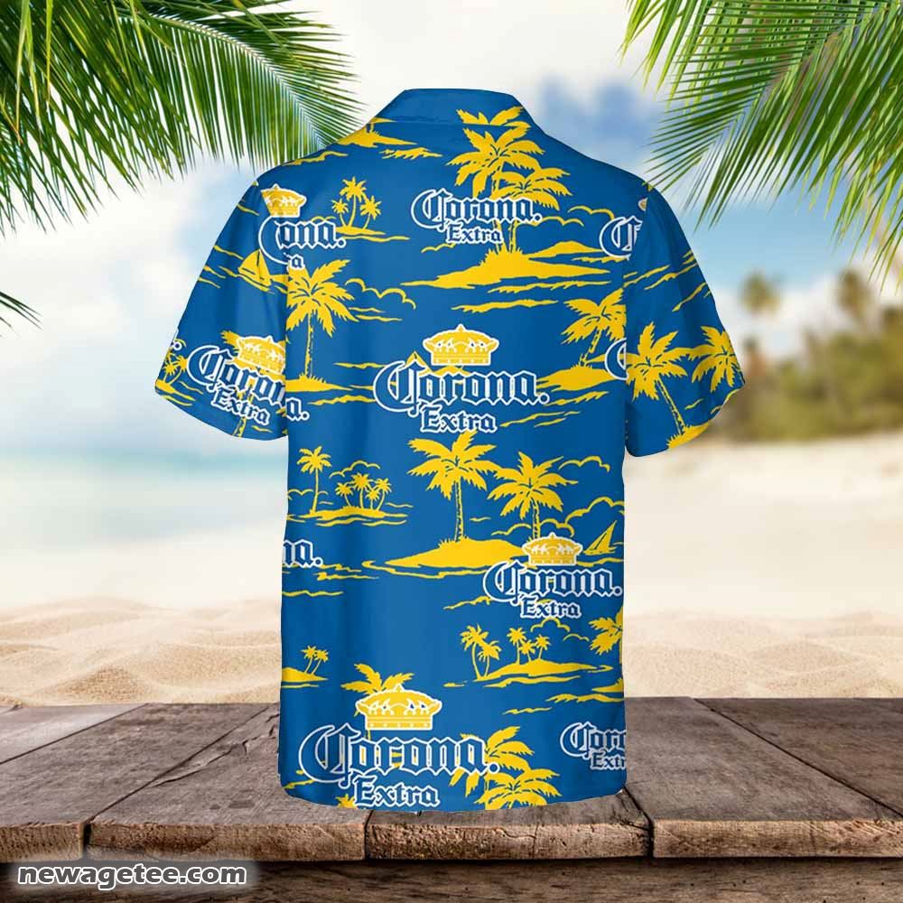 Corona Hawaiian Button Up Shirt Island Palm Leaves Shirt Corona