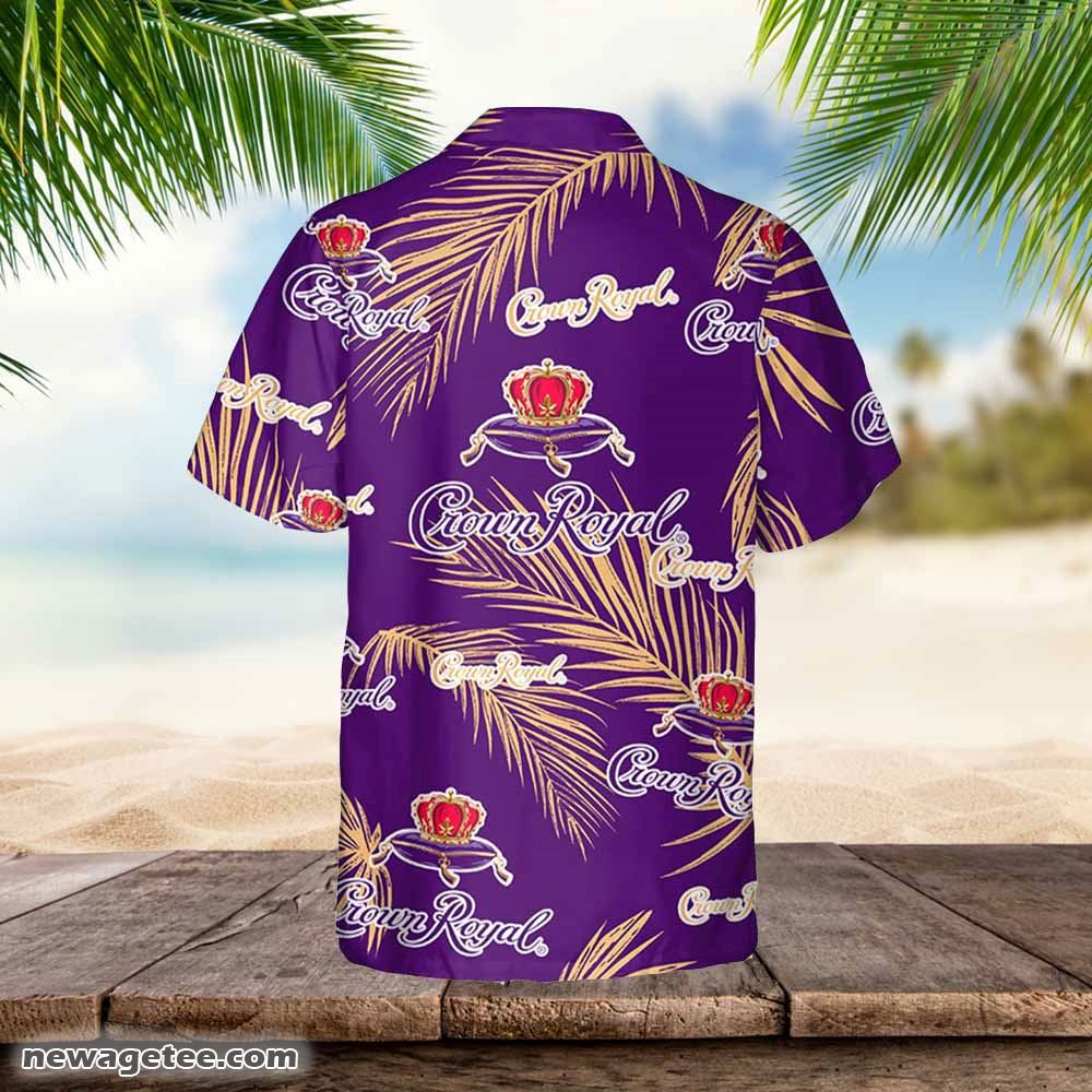 Crown Royal Whiskey Hawaiian Palm Leaves Pattern Shirt Beer