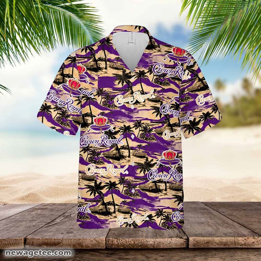 Crown Royal Whiskey Hawaiian Sea Island Pattern Shirt Hawaii