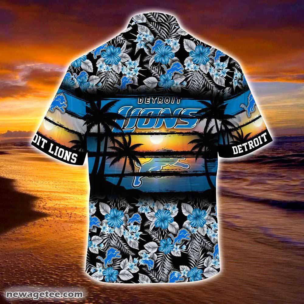 Detroit Lions Nfl Summer Beach Hawaiian Shirt Hibiscus Pattern For Sports Fan