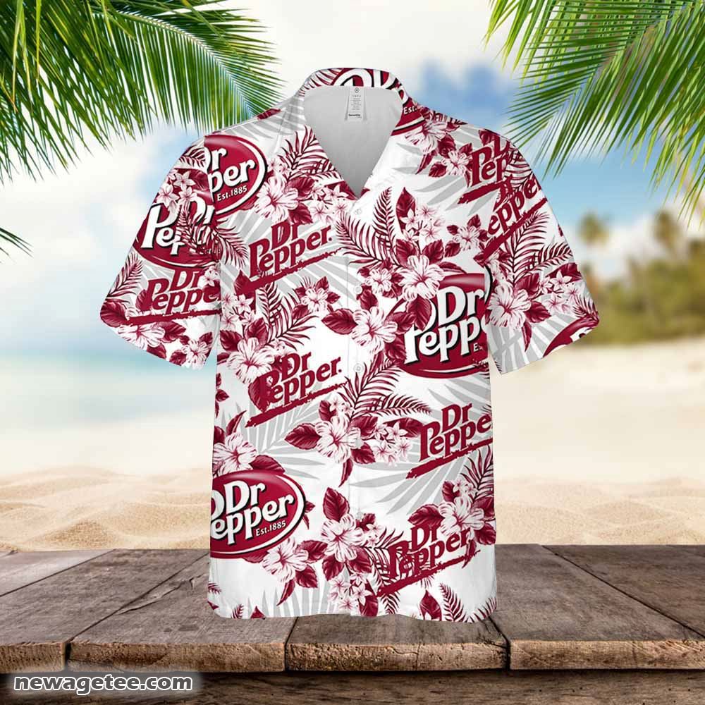 Drpepper Hawaiian Button Up Shirt Hibiscus Floral
