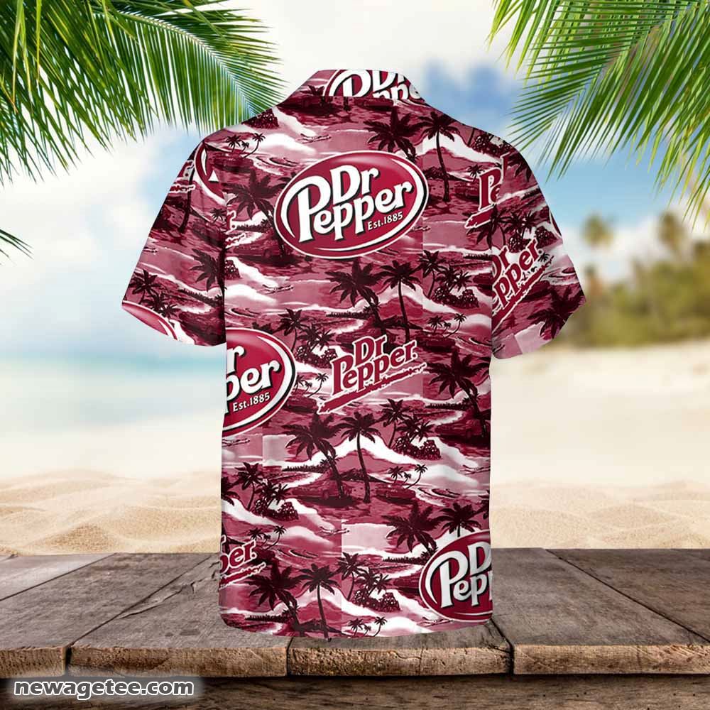 Drpepper Hawaiian Button Up Shirt Sea Island Pattern