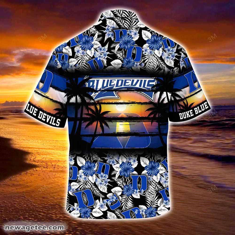 Duke Blue Devils Summer Beach Hawaiian Shirt Hibiscus Pattern For Sports Fan