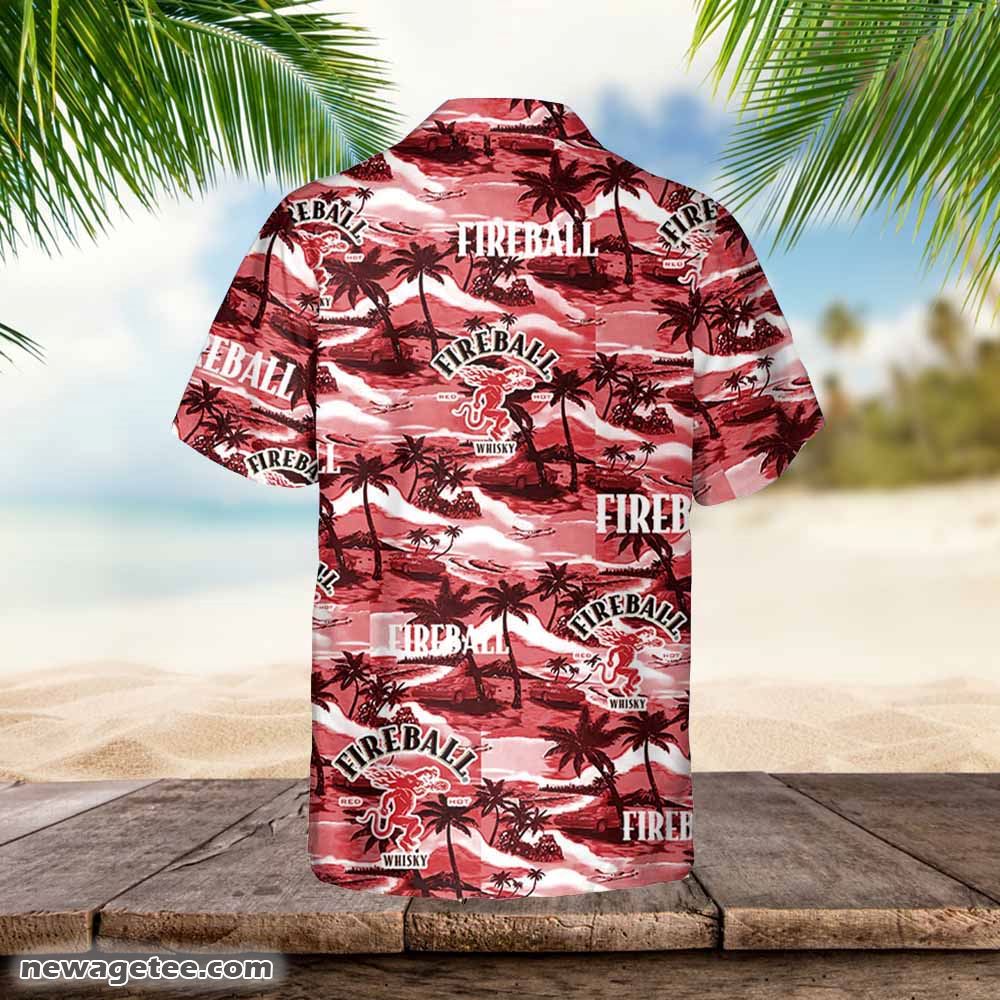 Fireball Hawaiian Sea Island Pattern Shirt Beer Summer Party