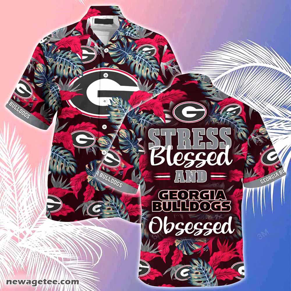 Georgia Bulldogs Summer Beach Hawaiian Shirt Hibiscus Pattern For Sports Fan