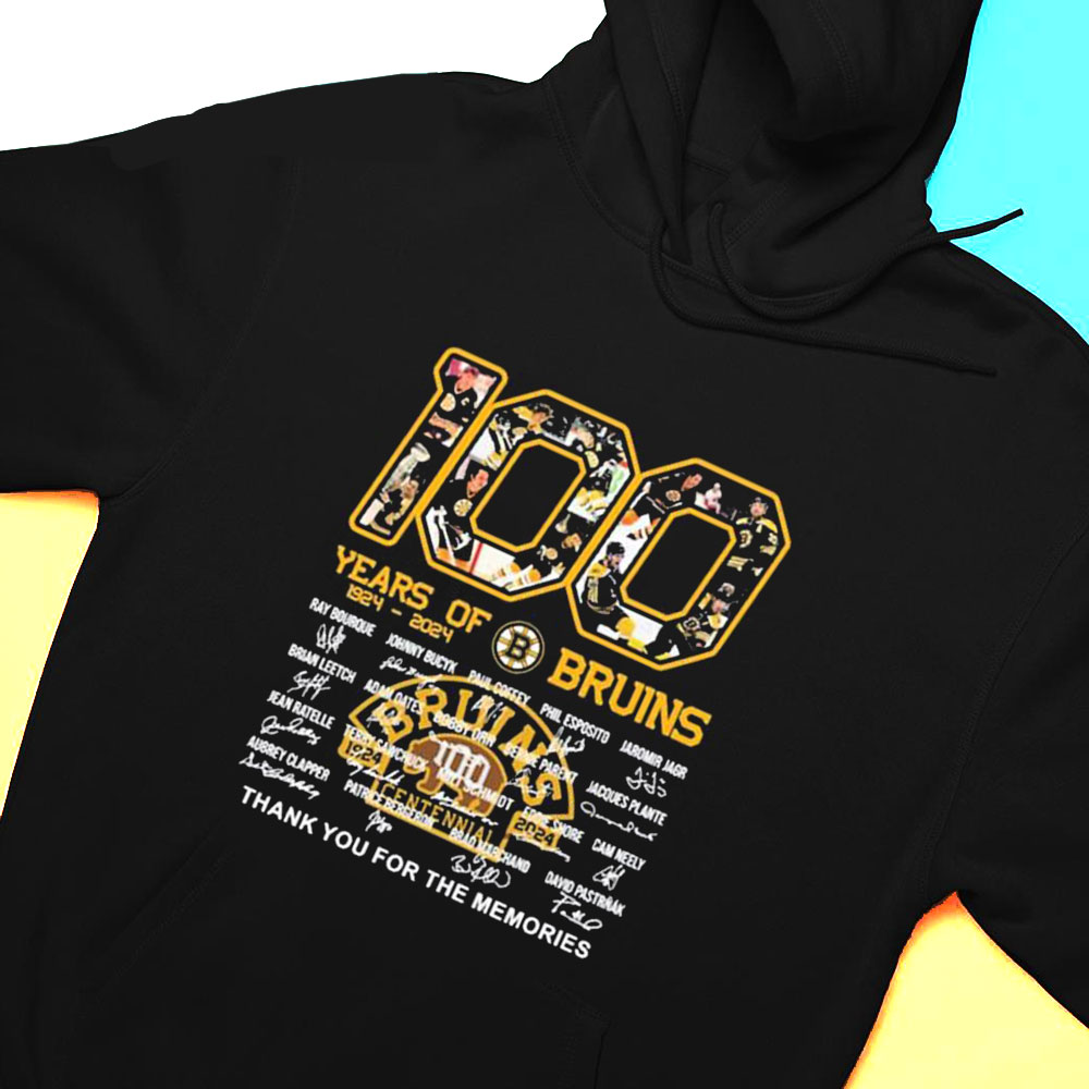 100 Years Of Boston Bruins 1924 2024 Thank You For The Memories Signatures Players T-shirt
