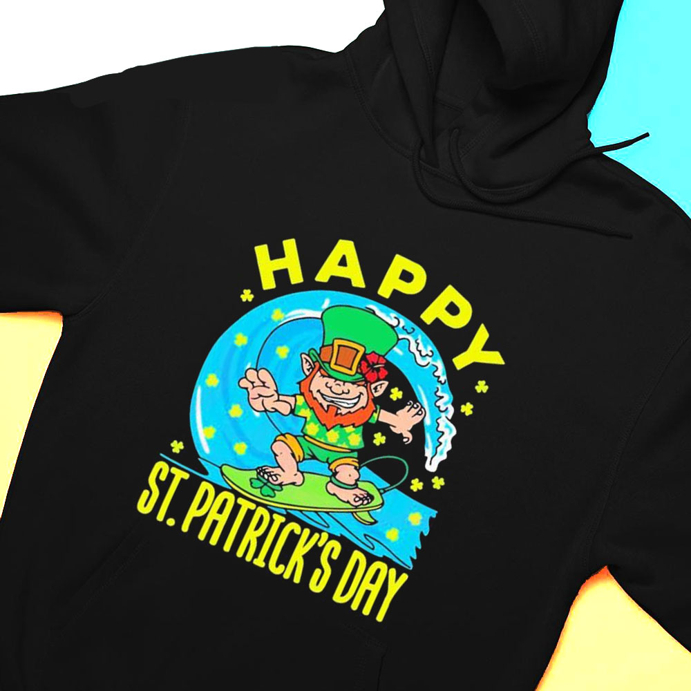 Hawaiian Surfing Leprechaun St Patricks Day Shirt Hoodie