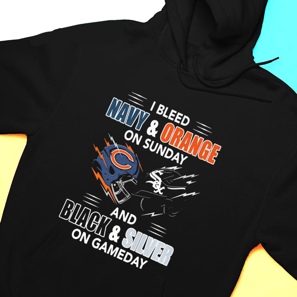 I Bleed Navy Orange On Sunday Hat And Black Silver On Gameday T-shirt