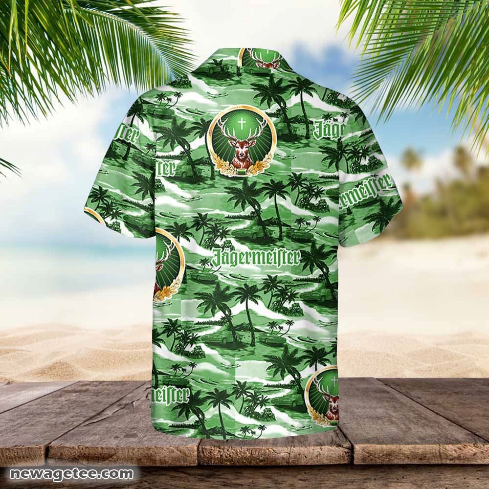 Jagermeister Hawaiian Sea Island Pattern Hawaiian Shirt, Summer Beer  Hawaiian Shirt - Trendy Aloha