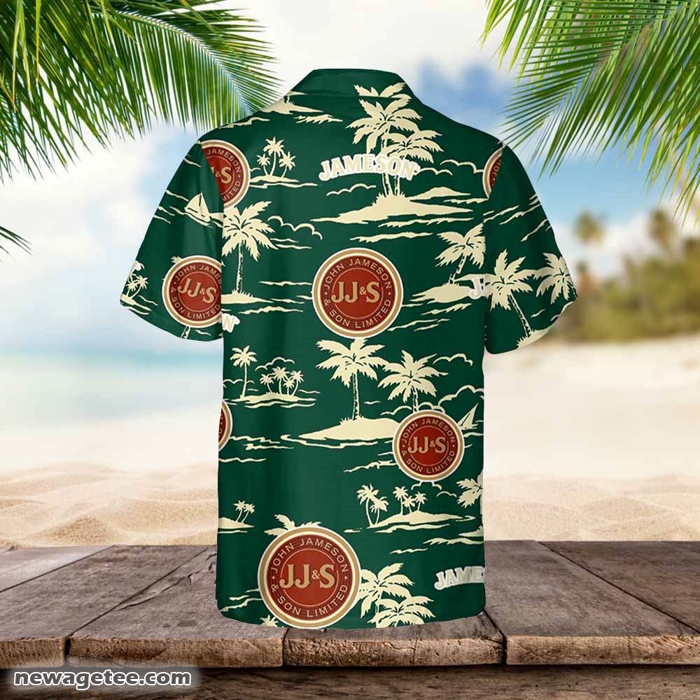 Jameson Hawaiian Button Up Shirt Island Palm Leaves Shirt