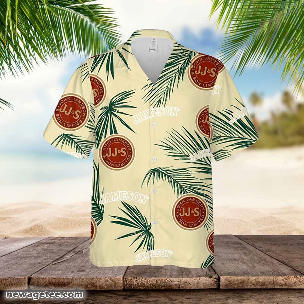 Jameson Hawaiian Button Up Shirt Island Palm Leaves Shirt