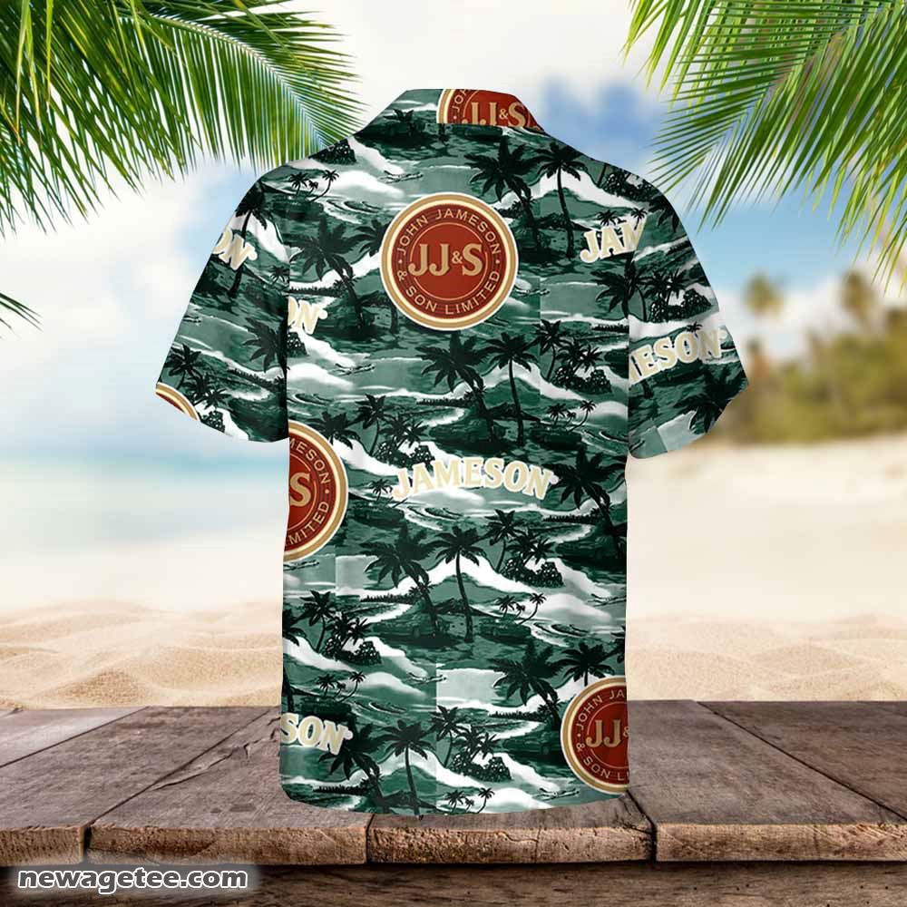 Jameson Hawaiian Button Up Shirt Sea Island Pattern