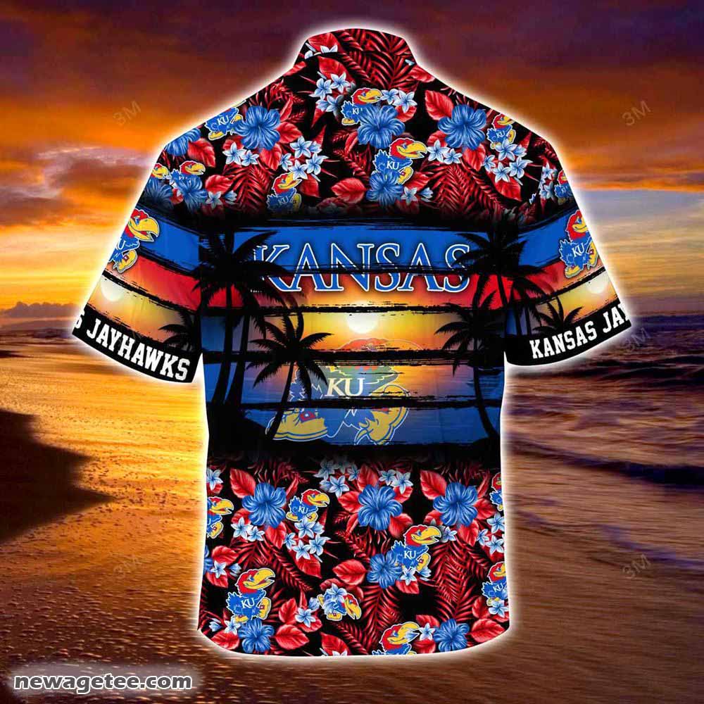 Kansas Jayhawks Summer Beach Hawaiian Shirt Hibiscus Pattern For Sports Fan