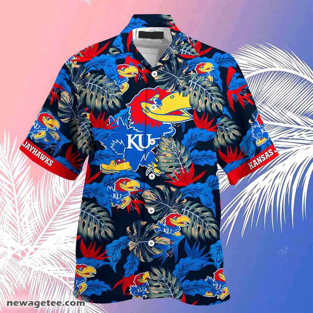 Kansas Jayhawks Summer Beach Hawaiian Shirt Stress Blessed Obsessed