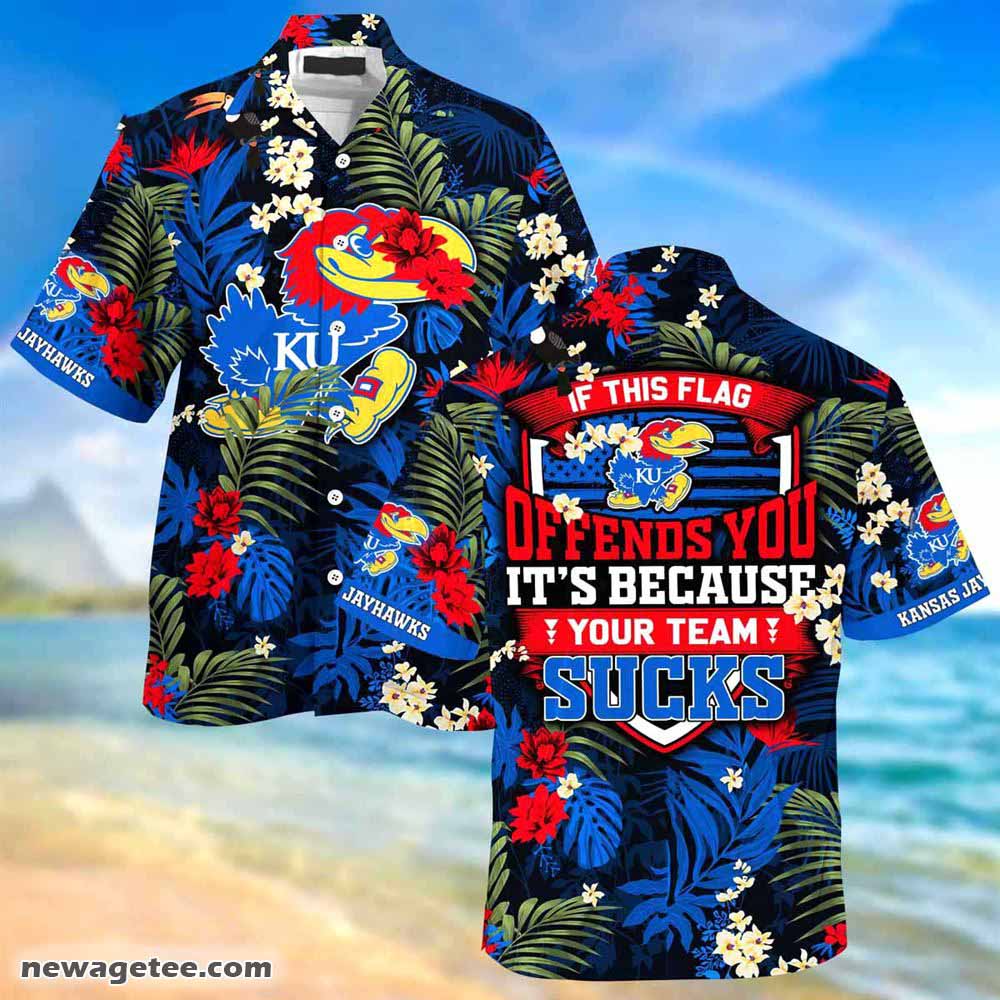 Kansas Jayhawks Summer Beach Hawaiian Shirt This Flag Offends You