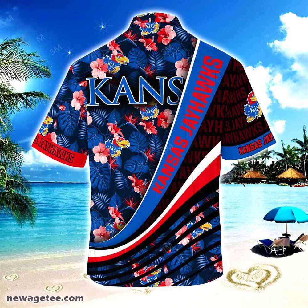Kansas Jayhawks Summer Beach Hawaiian Shirt With Tropical Flower Pattern