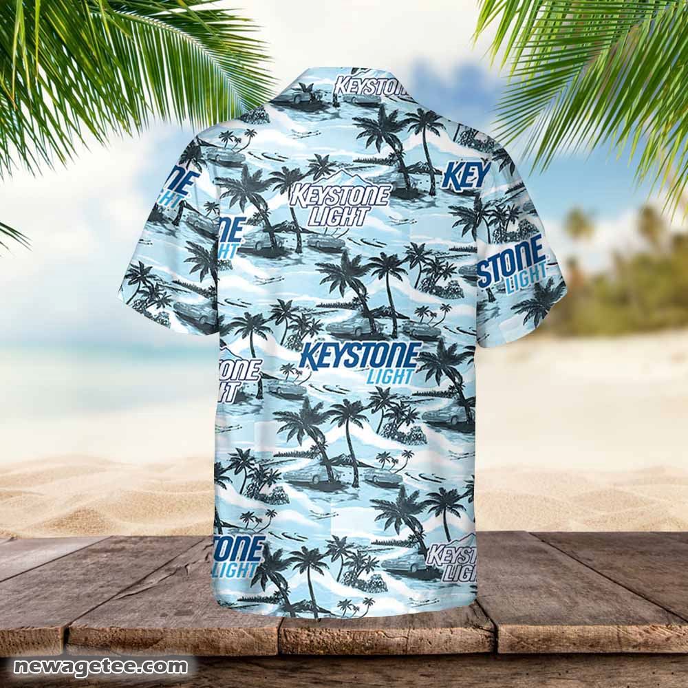Keystone Light Hawaiian Sea Island Pattern Hawaiian Shirt