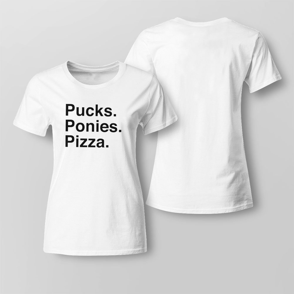 Pucks Ponies Pizza Shirt Ladies Tee