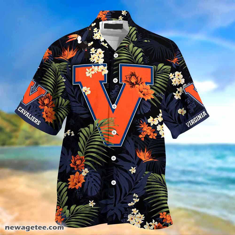 Virginia Cavaliers Summer Hawaiian Shirt And Shorts With Tropical Patterns For Fans