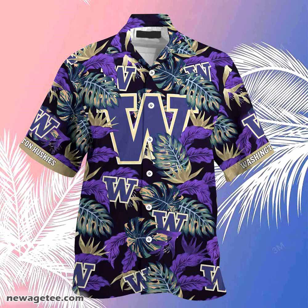Washington Huskies Summer Hawaiian Shirt And Shorts Stress Blessed Obsessed For Fans