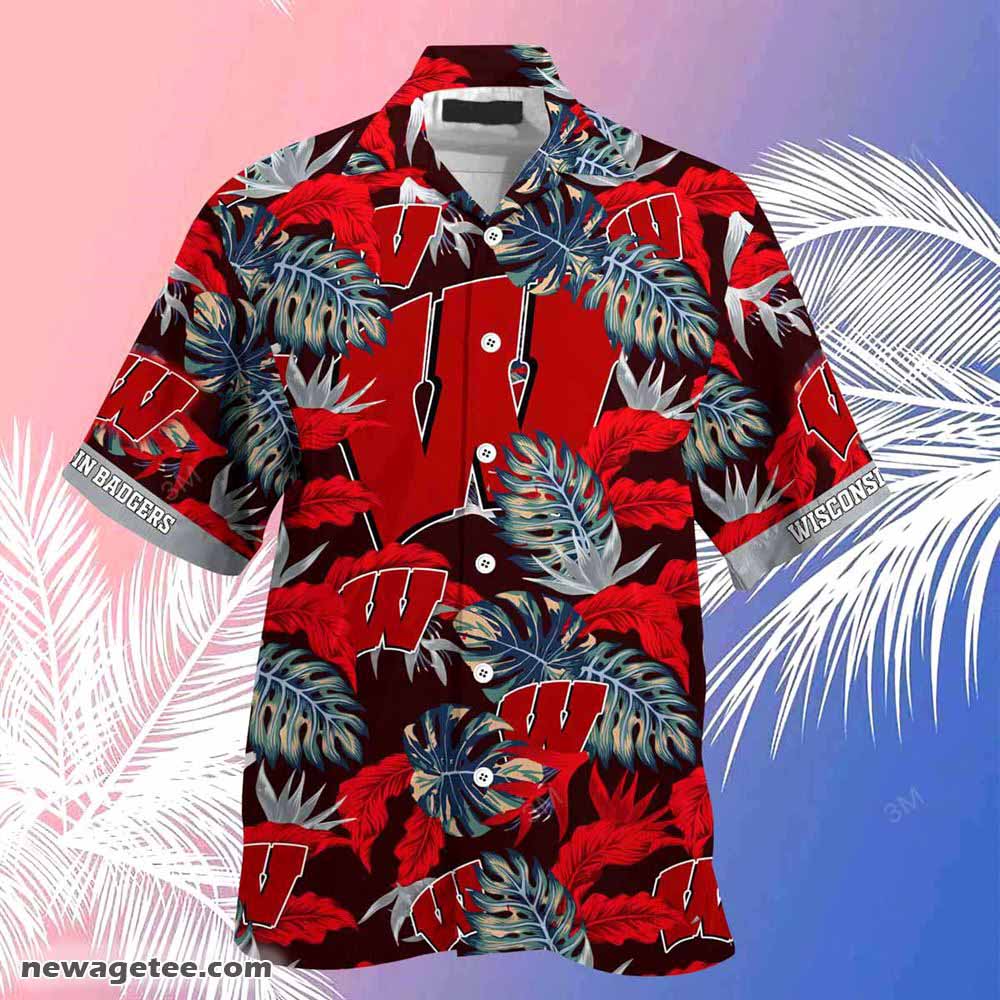 Wisconsin Badgers Summer Hawaiian Shirt And Shorts Stress Blessed Obsessed For Fans
