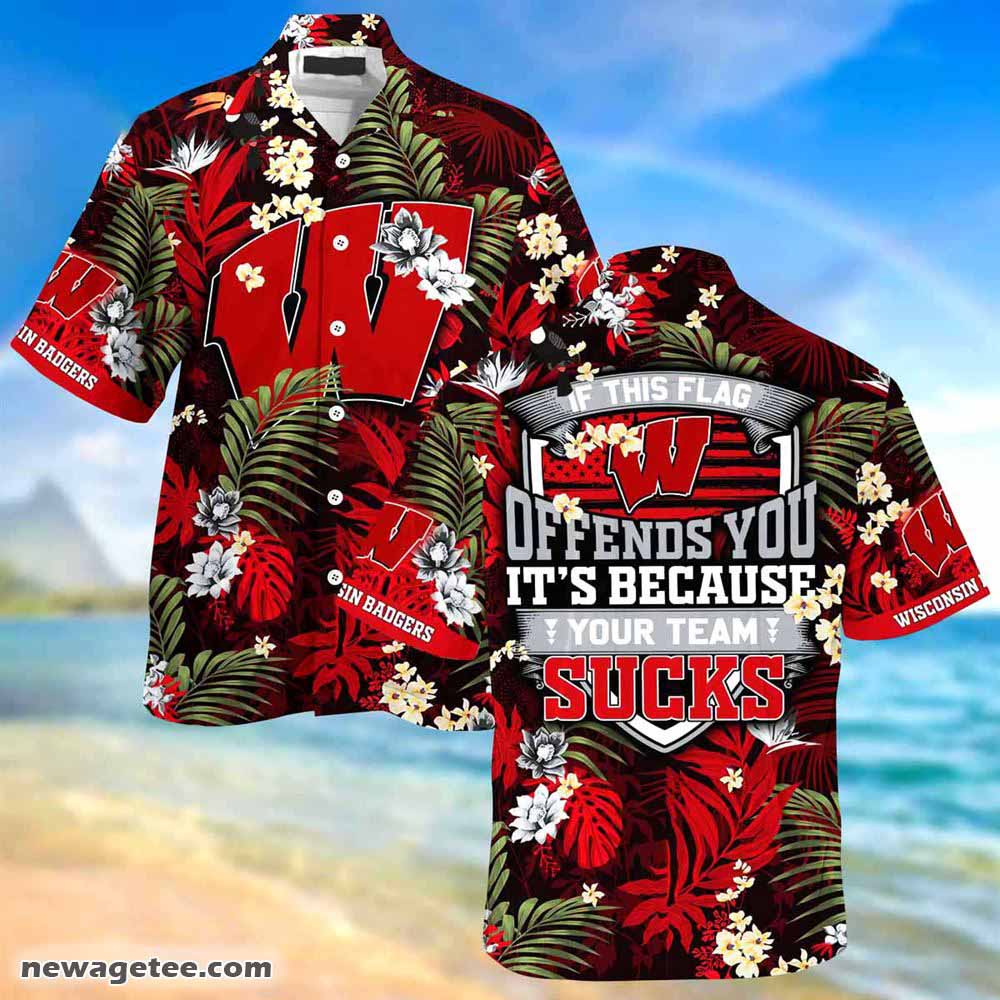Wisconsin Badgers Summer Hawaiian Shirt Floral Pattern For Sports Enthusiast This Year