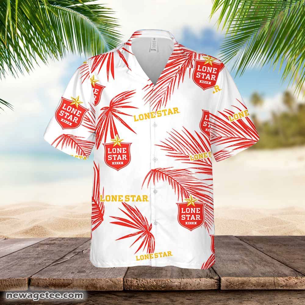 Lone Star Hawaiian Button Up Shirt Island Palm Leaves Loves