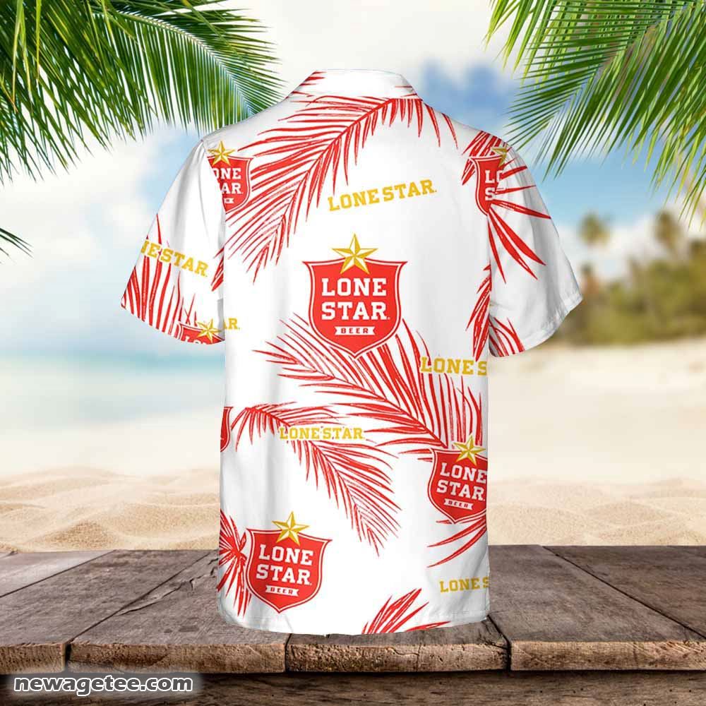 Lone Star Hawaiian Button Up Shirt Palm Leaves Pattern