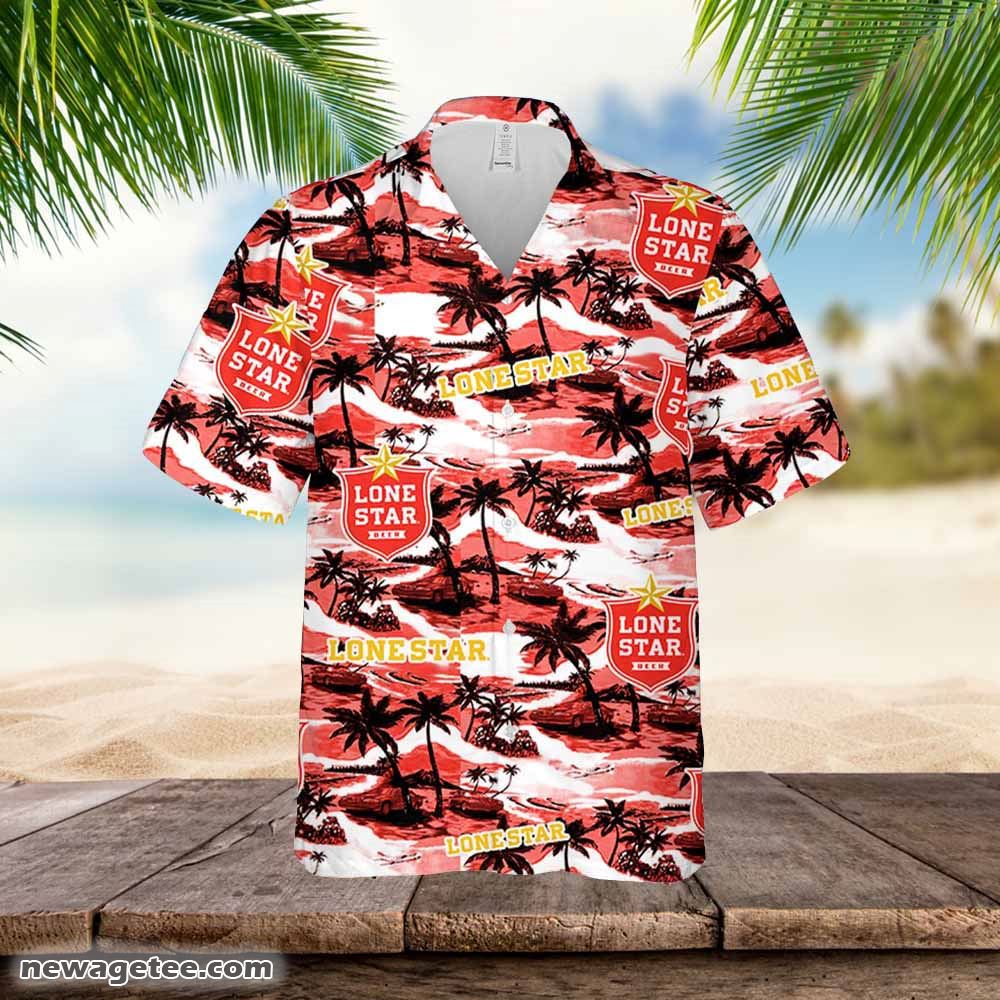 Lone Star Hawaiian Sea Island Pattern Shirt Hawaii Beer Loves