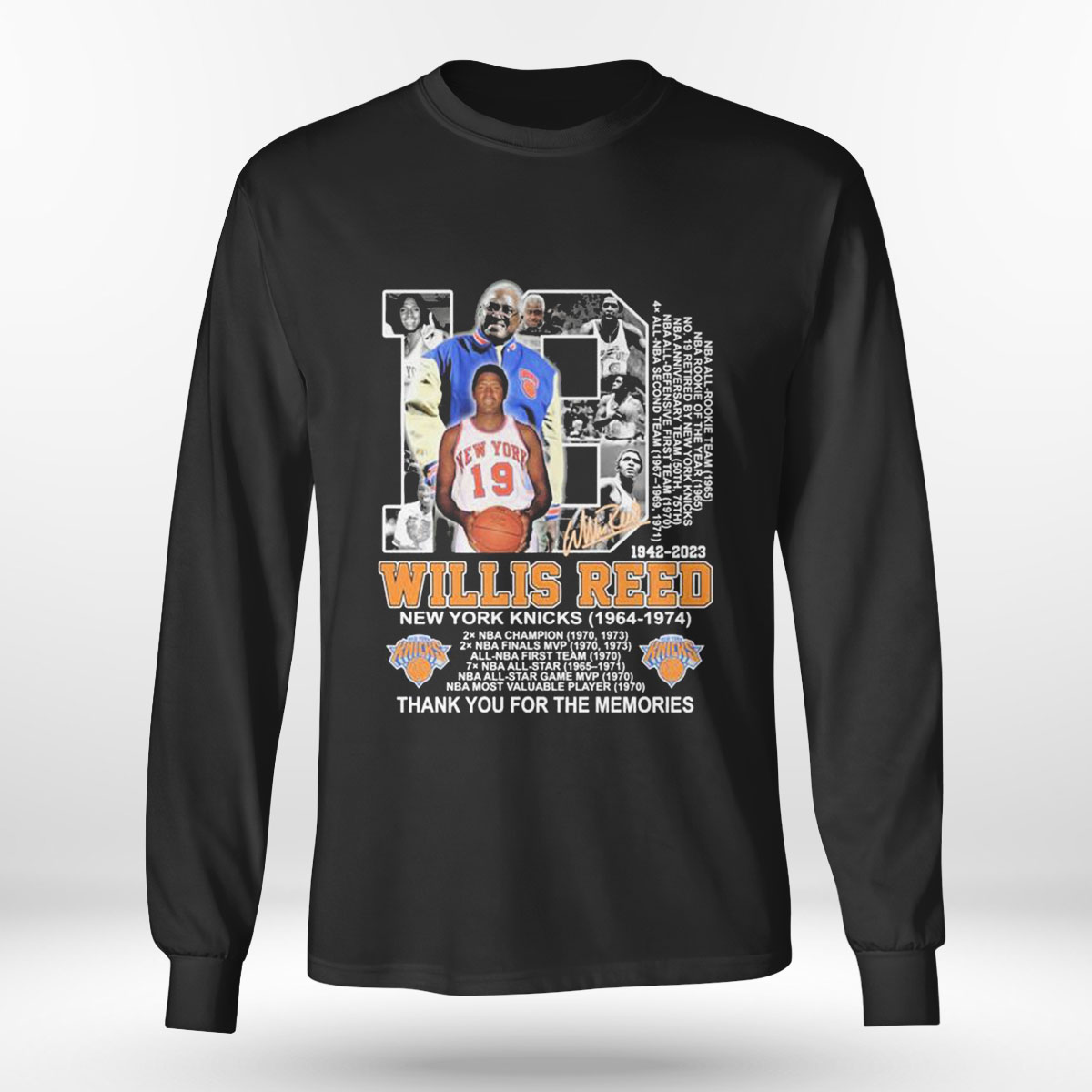 18 Year Willis Reed New York Knicks 1964 1974 Thank You For The Memories T-shirt