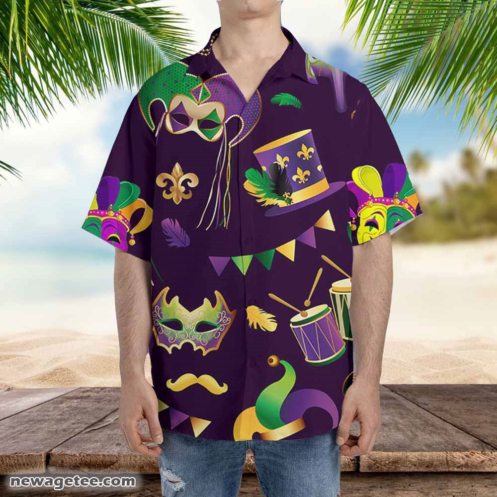 Mardi Gras Mask Hawaiian Shirt Funny Fat Tuesday