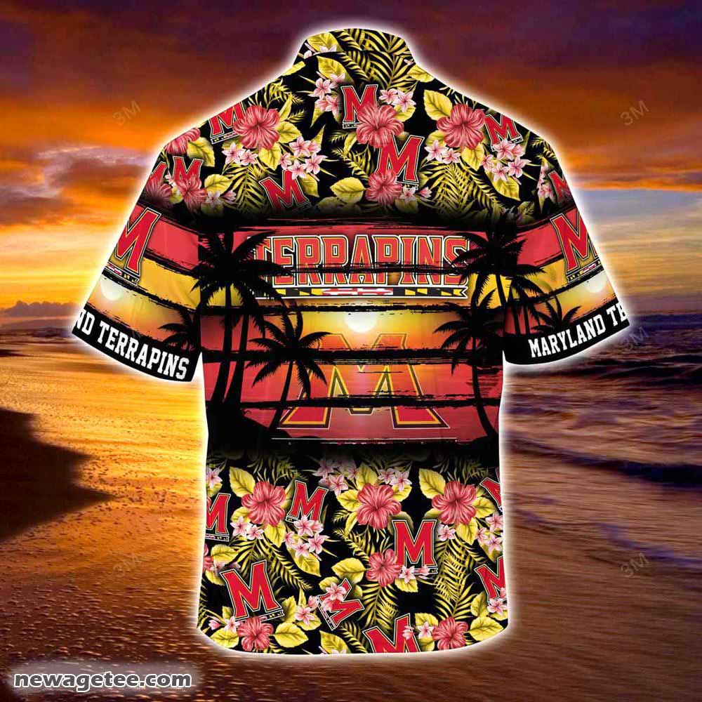 Maryland Terrapins Summer Beach Hawaiian Shirt Hibiscus Pattern For Sports Fan