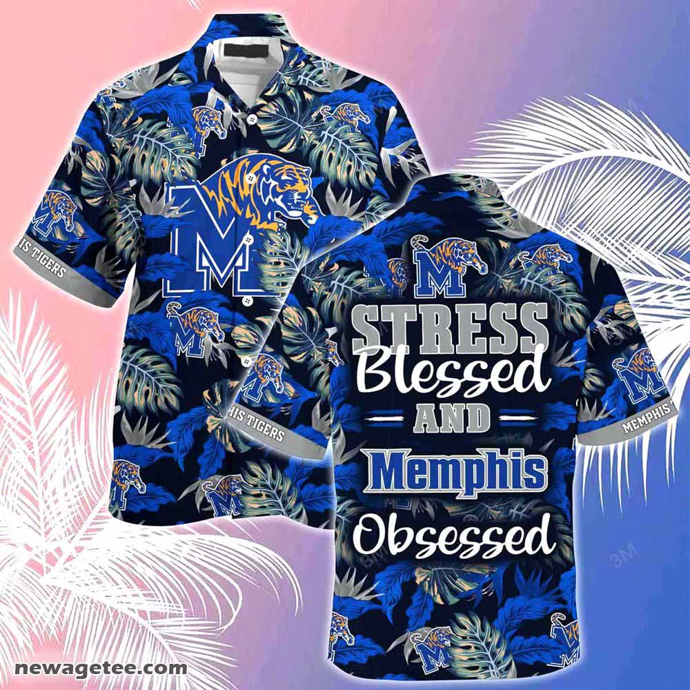 Memphis Tigers Summer Beach Hawaiian Shirt Stress Blessed Obsessed