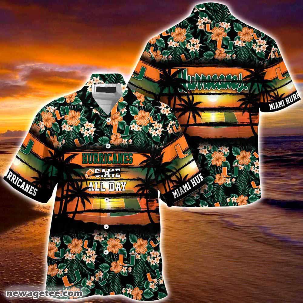 Miami Hurricanes Summer Beach Hawaiian Shirt Hibiscus Pattern For Sports Fan