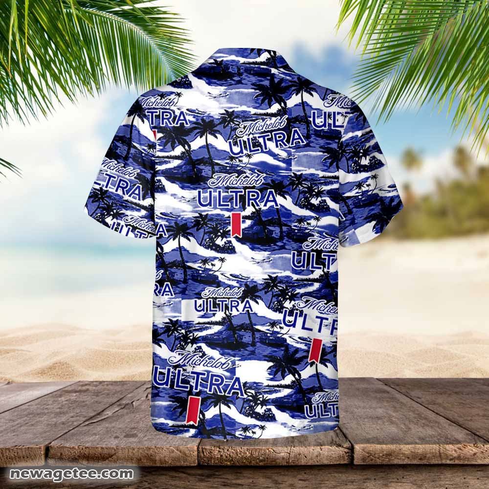 Michelob Ultra Hawaiian Sea Island Pattern Shirt Hawaii Beer