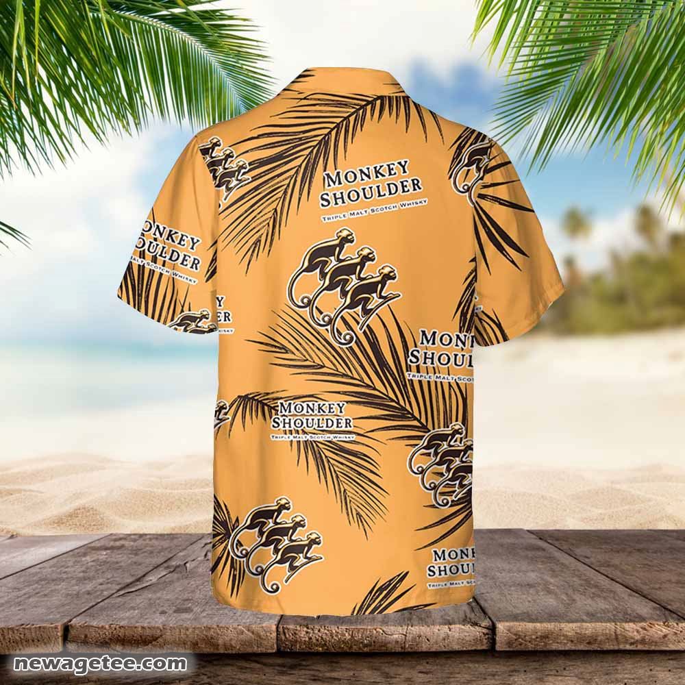 Monkey Shoulder Whiskey Hawaiian Palm Leaves Pattern Shirt
