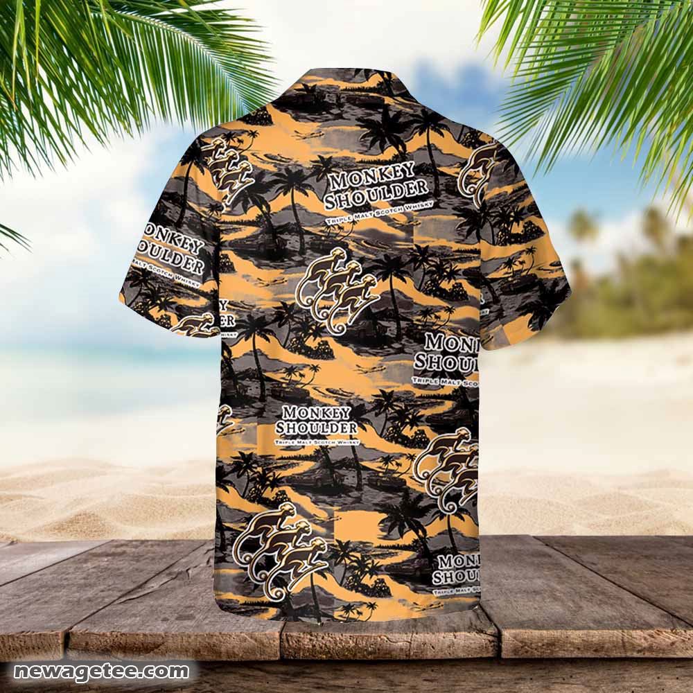 Monkey Shoulder Whiskey Hawaiian Sea Island Pattern Shirt
