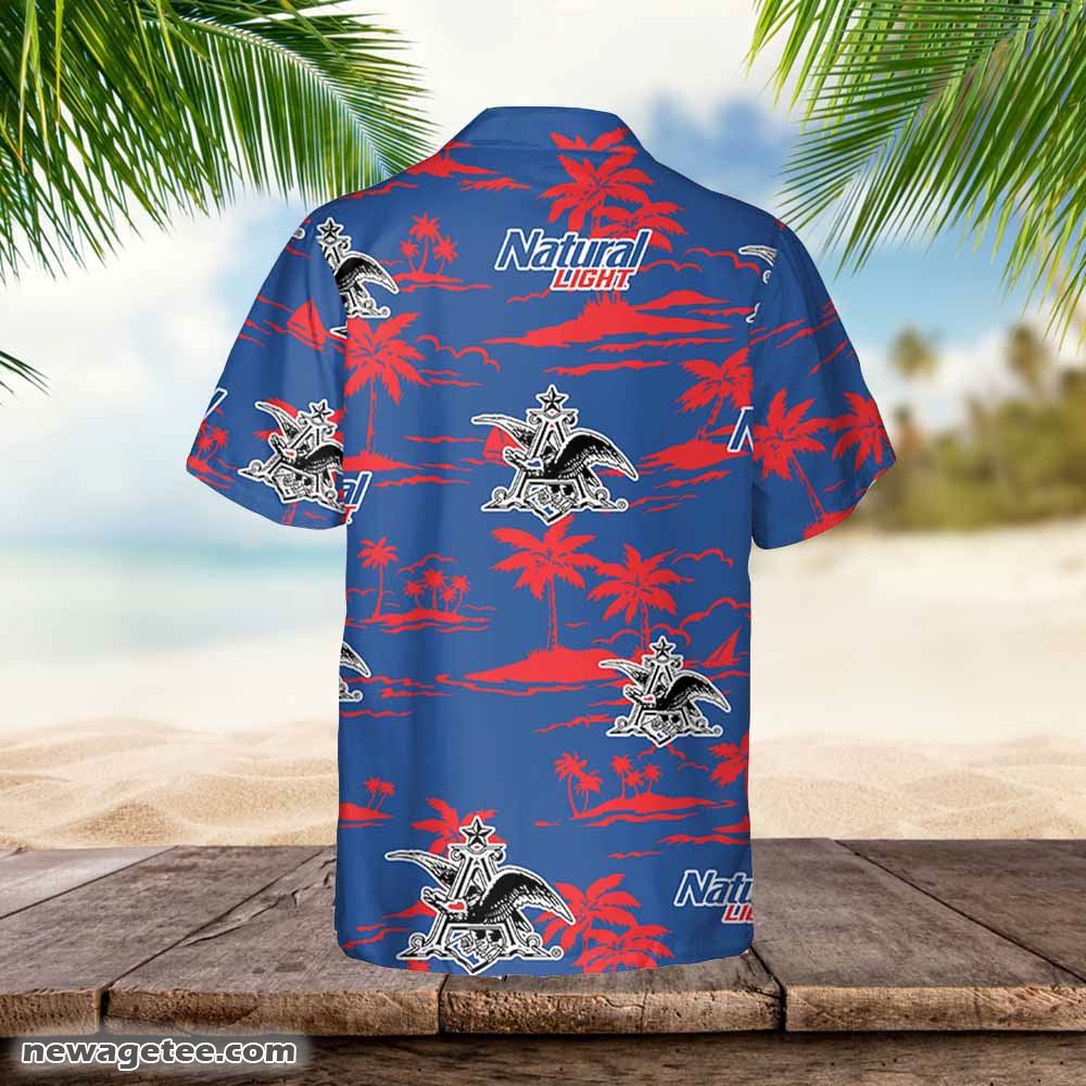 Natural Light Hawaiian Button Up Shirt Island Palm Leaves Shirt