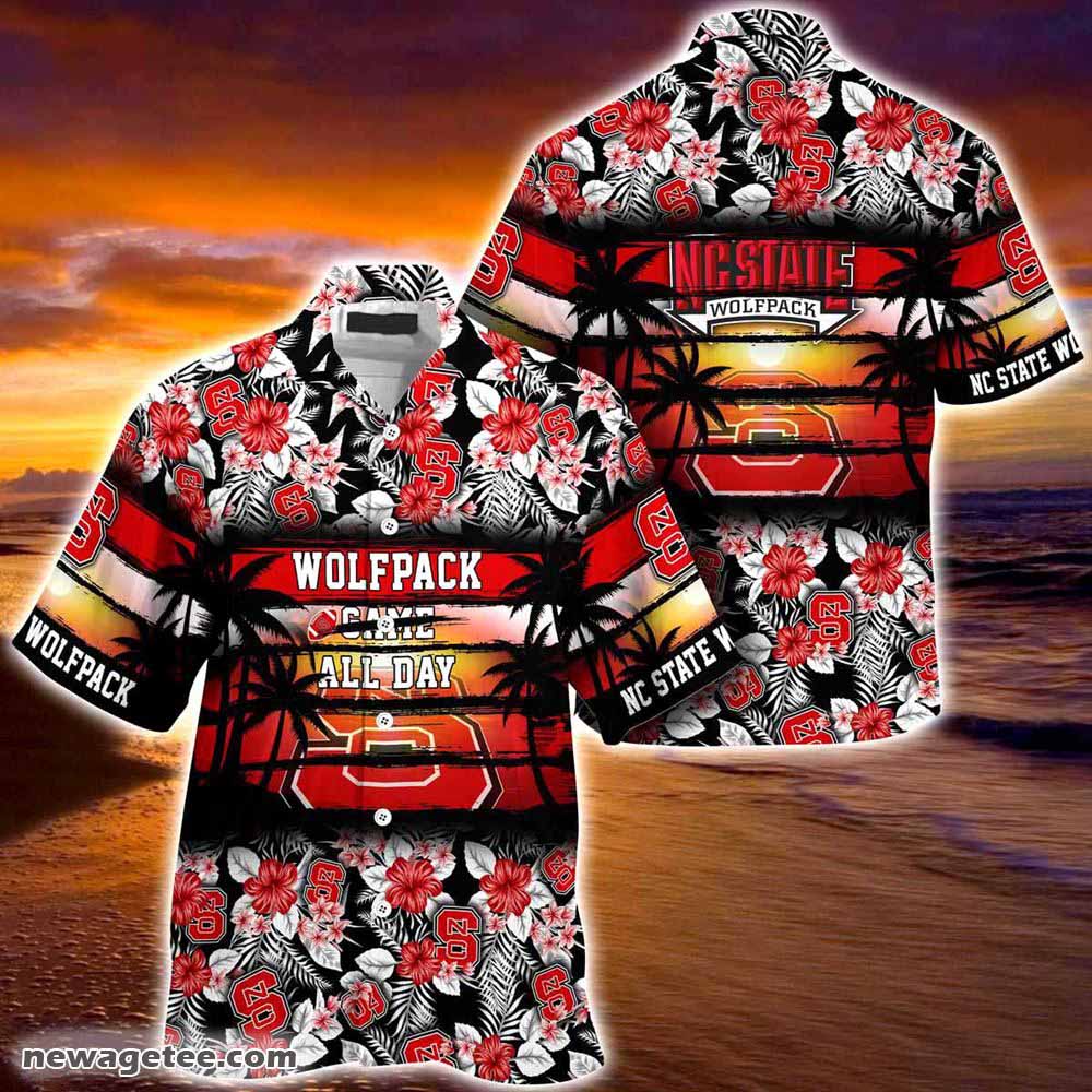 Nc State Wolfpack Summer Beach Hawaiian Shirt Hibiscus Pattern For Sports Fan