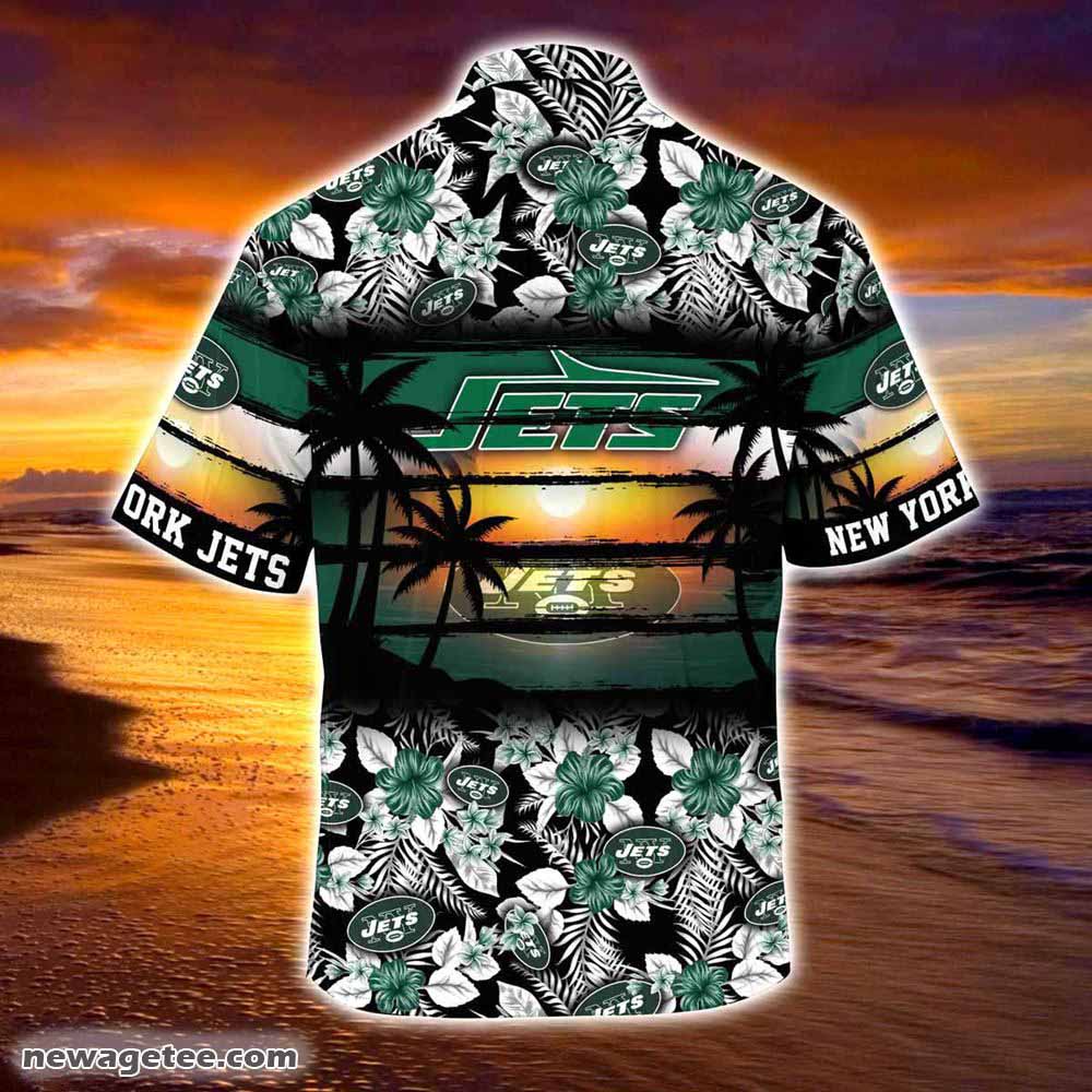 New York Jets Nfl Summer Beach Hawaiian Shirt Hibiscus Pattern For Sports Fan