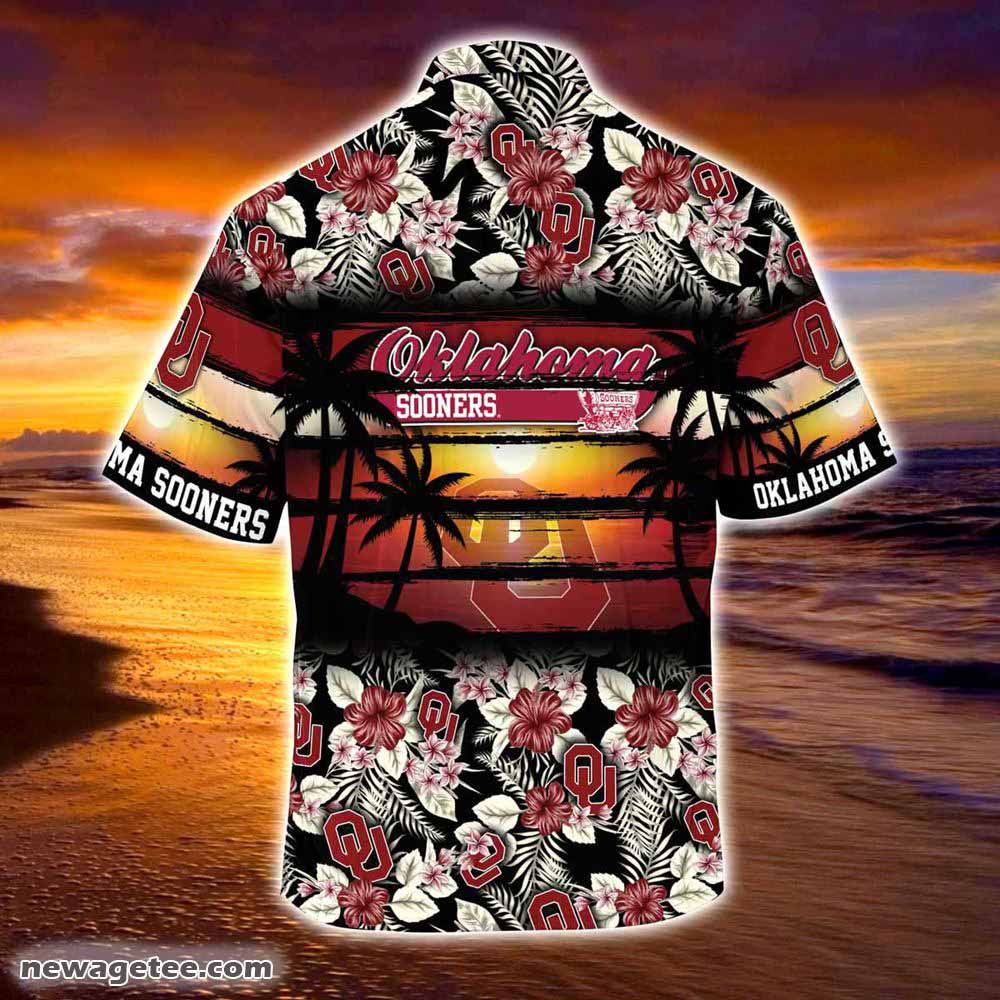 Oklahoma Sooners Summer Beach Hawaiian Shirt Hibiscus Pattern For Sports Fan