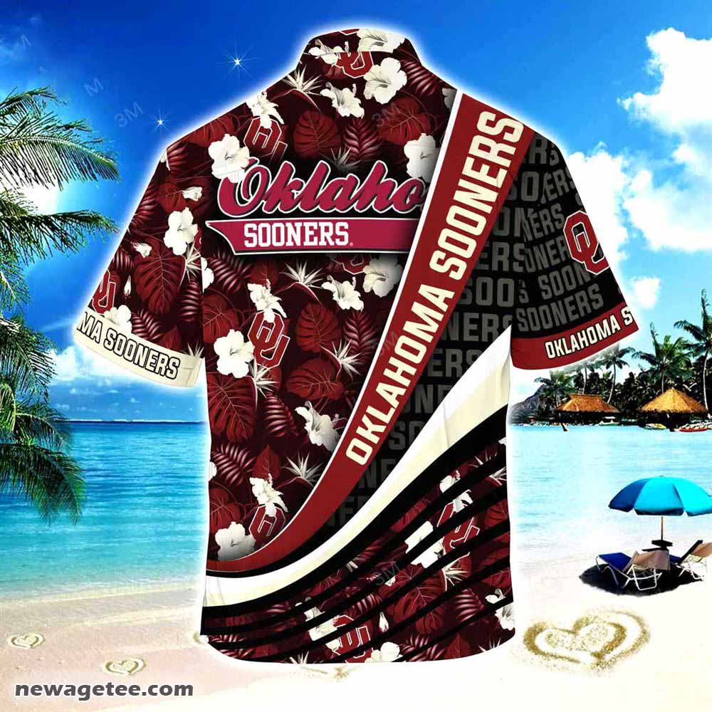 Oklahoma Sooners Summer Beach Hawaiian Shirt With Tropical Flower Pattern